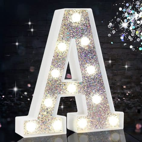 Illuminate your space with our shining LED Silver Marquee Letter Light, perfect for bedrooms and events.