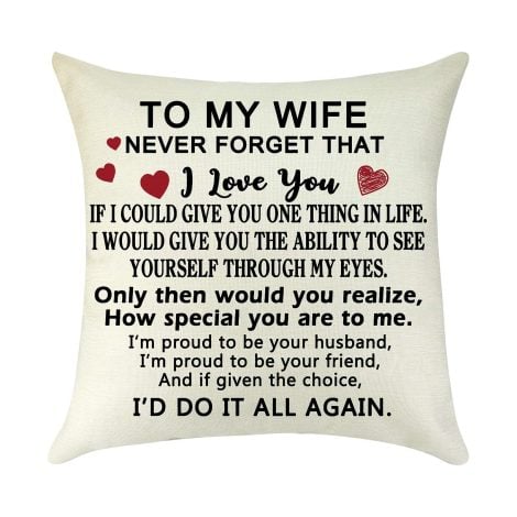 “Special Wife Cotton Linen Cushion – Ideal gift for anniversary, Valentine’s, birthday from loving British husband.”