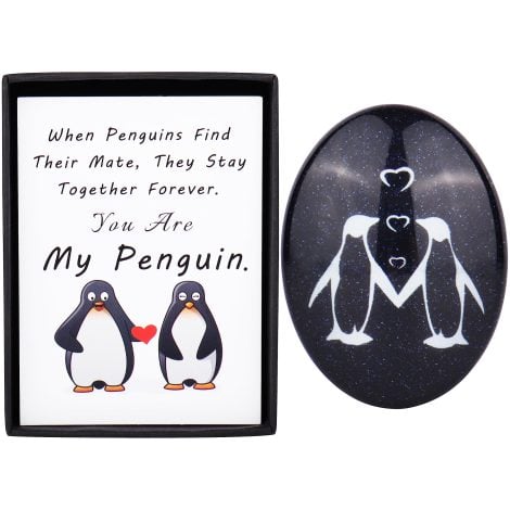 Merclix Penguin Pebble Anniversary Gifts – Funny, Romantic and Special Presents for Couples and Loved Ones.