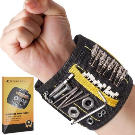 Men’s Christmas gifts: MYCARBON Magnetic Wristband, a handy tool belt for men, perfect for dads and husbands. Ideal for Xmas and birthdays. Great secret Santa idea.