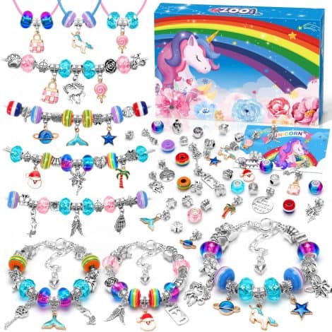 ZOOI Presents for Teenage Girls, Presents for 5-13 Year Old Girls, Bracelet Making Sets, Unicorn Themed Girls’ Gifts.