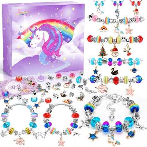 ZOOI Enchanted Gifts: Jewellery Making Kit with Unicorn Charms, Ideal for Easter or Teenage Girls.