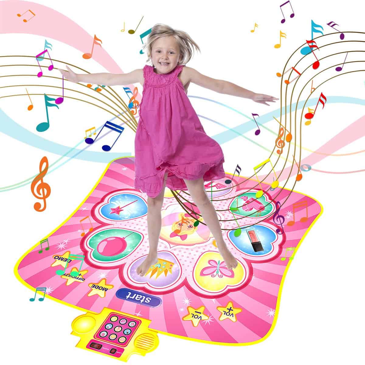 Dance Mat Girls Toys 3-9 - Light Up Dancing Mats with 8 Games Modes Gifts for 3-8 Year Old Girls Boys Kids Toys Age 3 4 5 6 7 8 9 Girl Toys for 4-10 Year Old Girls Christmas Birthday Gifts Ideas Pink