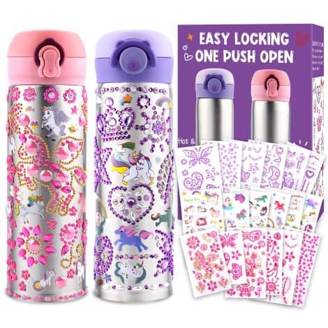 Personalize Your Own Water Bottle Kit for Girls, Complete with Sparkly Gems, Unicorn Stickers & More