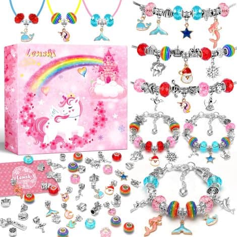 Lenski Magical Unicorn Bracelet Making Kit – Perfect Birthday or Easter Gift for Girls aged 6-12.