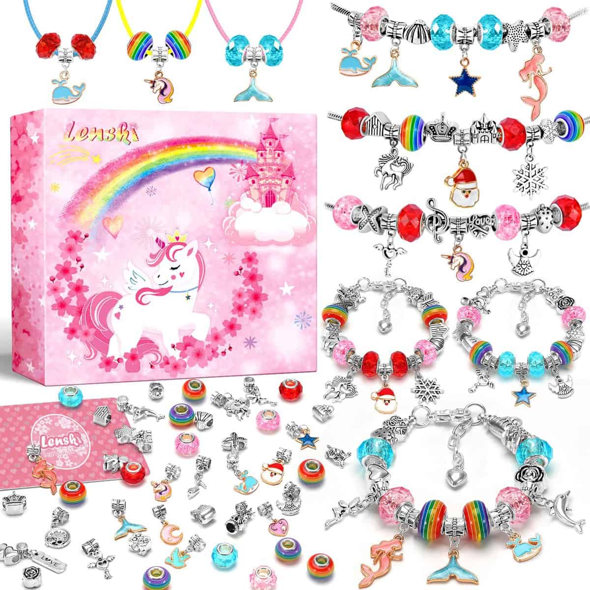 Lenski Unicorn Gifts for Girls, Bracelet Making Kits Jewellery Making Kit for Girls Toys Age 6-12, Gifts for Teenage Girls, Arts and Crafts for Kids Easter Gifts for Kids, Birthday Gifts for Girls