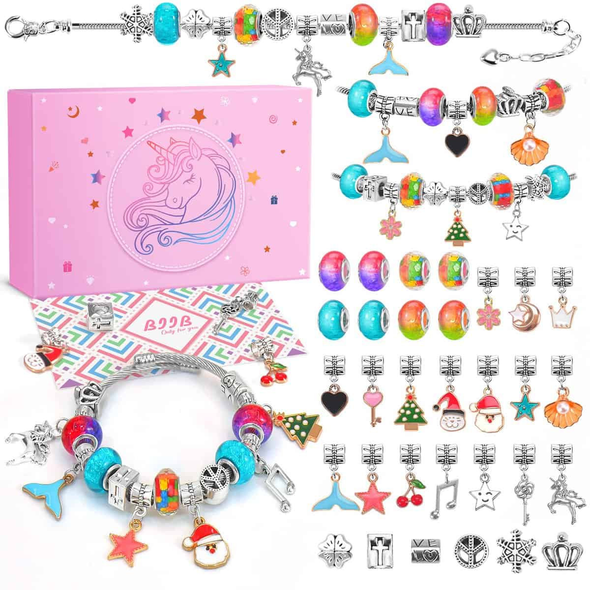 BIIB Gifts for Teenage Girls Gifts Jewellery Making Kit, Gifts for Girls 8-12 Year Old Girls Charm Bracelet Making Kit for Kids Stocking Fillers for Girls Christmas Gifts, Arts and Crafts for Kids