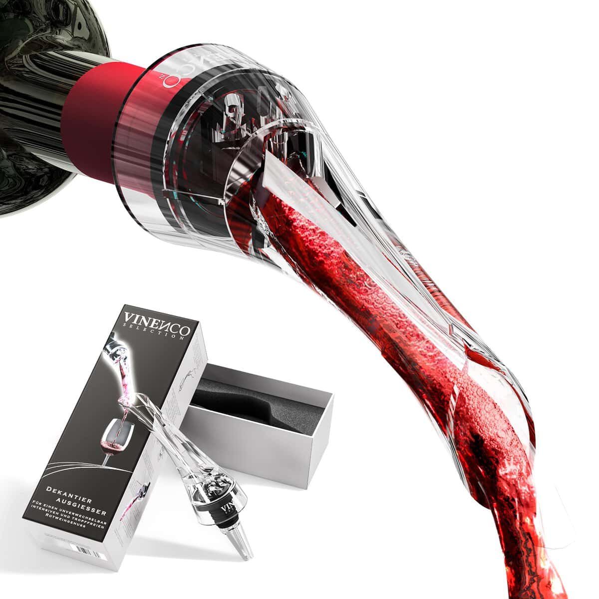 Wine Decanter Aeretor Stopper + Tasting eBook - Drip Free Aerating Pourer Top Spout for Instant Aeration, Spirits, Red White Wine Bottles | Breather Aerator Decanting Chiller, Gift Accessories Gadget