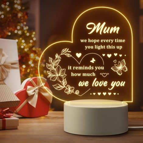 Engraved Acrylic Night Light – Thoughtful Gifts for Mum’s Birthday or Mother’s Day, a Unique LED Lamp.