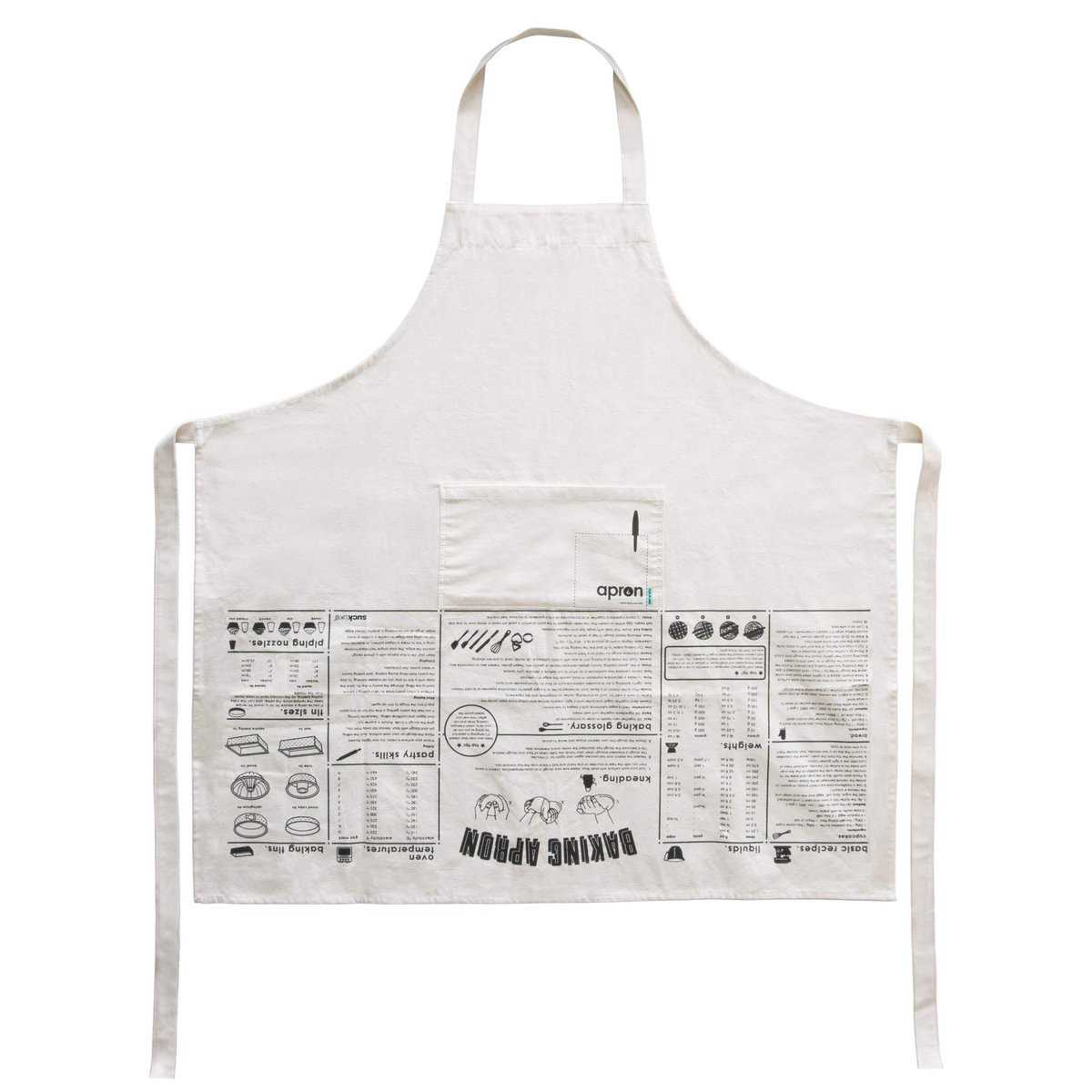 Suck UK Baking Guide Aprons For Women & Aprons For Men Kitchen Apron Baking Gifts Aprons For Women With Pockets Baking Accessories For Home & Kitchen 100% Cotton Cooking Apron White Apron