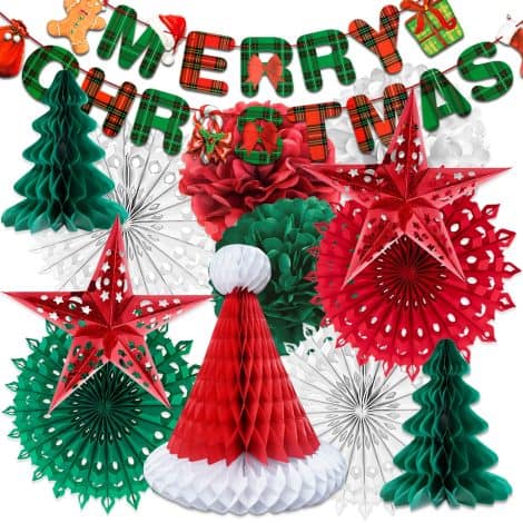 High-quality Reusable Christmas Decorations – All-in-one Paper Set for Festive Ceiling and Room Decor.