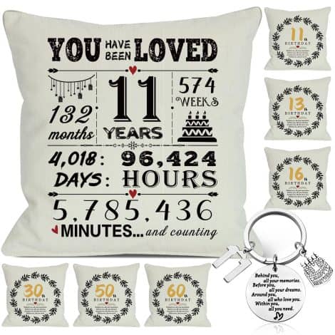 11th Birthday Cushion Cover and Keyring Set – Perfect Present Ideas for 11 Year Olds.