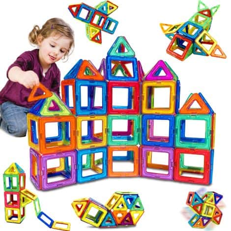 38 magnetic building blocks, ideal for educational construction play, perfect for 3+ kids’ Christmas or birthday gifts.