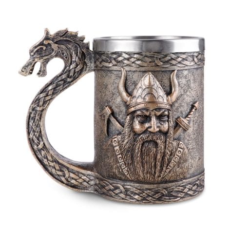 Viking-themed Stainless Steel Beer Mug – Perfect for men, parties, birthdays, and festivals.