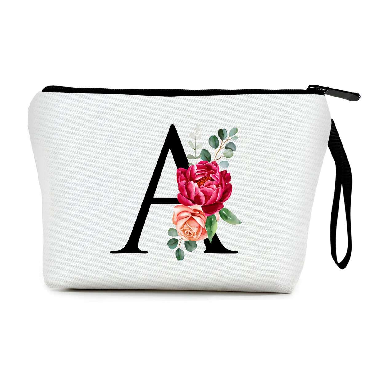 Personalised Makeup Bag Gifts for Women A-Z Make up Bag Gifts for Birthday Christmas Best Friend Her Women Mum Wedding Gifts for Bride Bridesmaid Cosmetic Bag Makeup Holder(A)