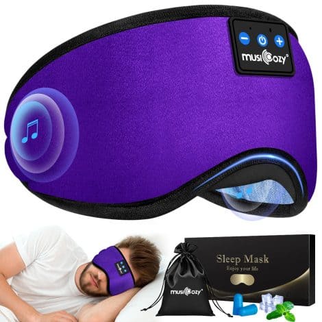 Bluetooth Sleep Mask with Headphones – Soft, Comfy Eye Cover for Side Sleepers/Nap/Travel, 14 Hrs Playtime, Tech Gadgets.