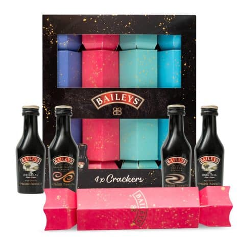 Baileys Christmas Crackers Deluxe – 4x 5cl Baileys Mini Liquor Bottles – Irish Cream, Coffee Chocolate & Orange Liqueurs – Festive Gifts.