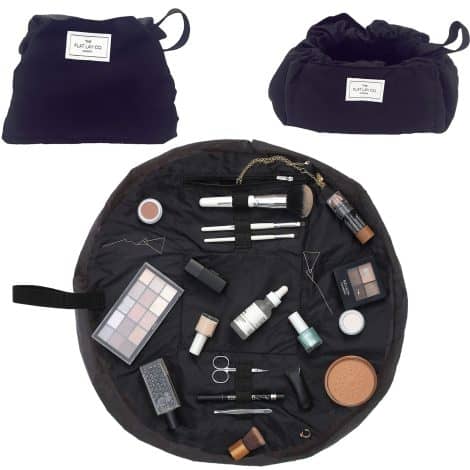 The Portable Makeup Bag – Convenient Cosmetic Organizer for Travel, with Brush Holder and Spacious Pockets.