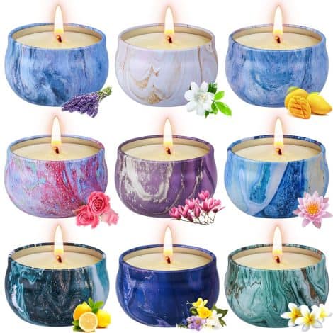 OFUN Scented Candle Gift Set: 9 heavenly candles made from soy wax, perfect for Mother’s Day or birthdays.