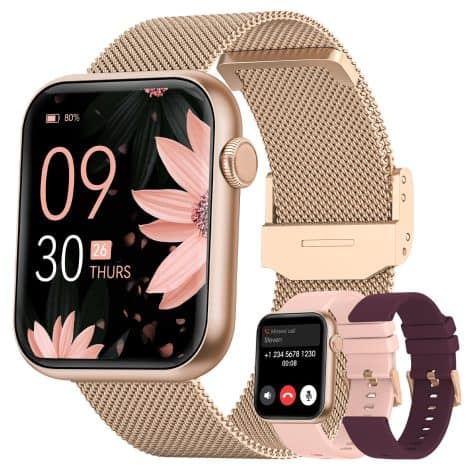 The AKUMAKA Smart Watch for Ladies is an advanced 1.85″ device for answering calls and monitoring health.