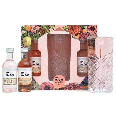 Edinburgh Gin Gift Set for Ladies: Delightful miniatures of flavoured gin, with an exquisite glass, perfect for Christmas.