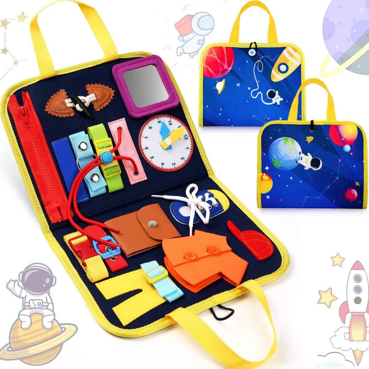 Busy Board for Toddlers, Kids Montessori Toys for 1 2 3 4 Year Old Boys Toys Age 1-4, Travel Toys Sensory Activity Board, Learning Educational Toys for 1-4 Year Old Boy Gifts Interesting Toddler Toy