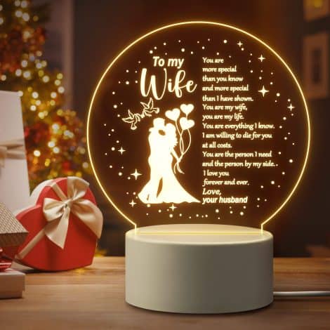 Engraved Night Light: Perfect romantic gift for your wife on special occasions like birthdays, anniversaries, and Christmas.