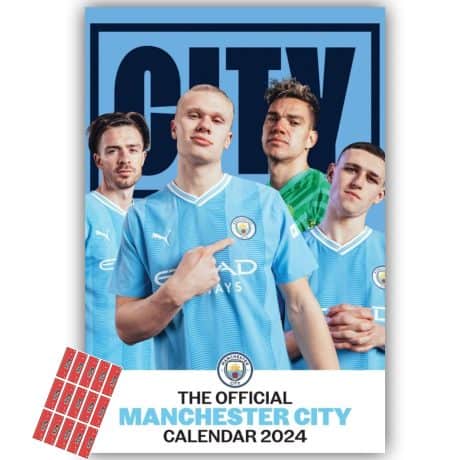 Official Manchester City 2024 A3 Wall Calendar, perfect football gift, complete with free organising stickers!