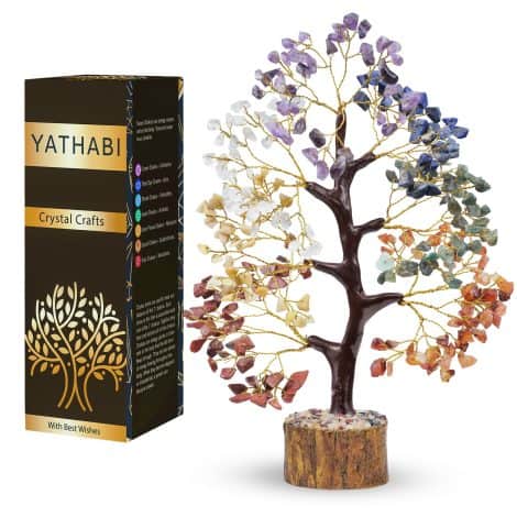 Handcrafted 10-12 Inch Gemstone Tree – Arouse Positivity, Luck, and Wealth in Your Home.