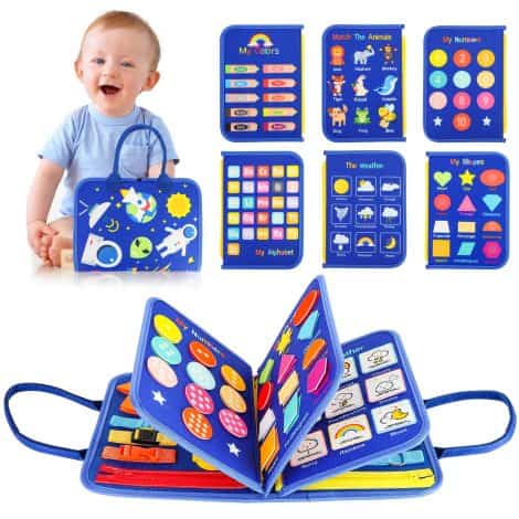 HOMELYLIFE Multi-Activity Board for Young Children, 21 Activities to Enhance Learning and Fine Motor Skills. Perfect for Travel!