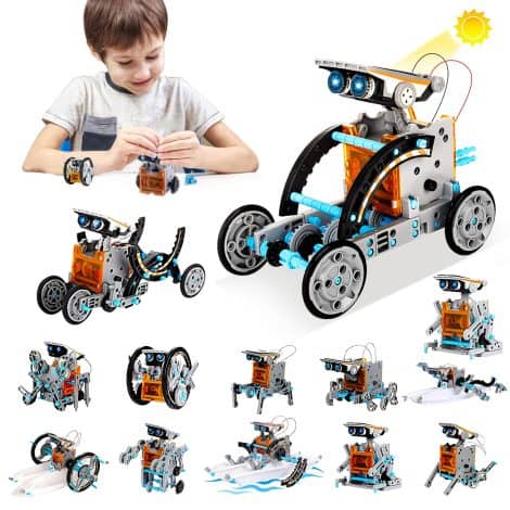 STEM Solar Robot Kit for Kids: 13-in-1 Educational Building Toy, Perfect DIY Engineering Gift for Boys and Girls (Ages 8-12).