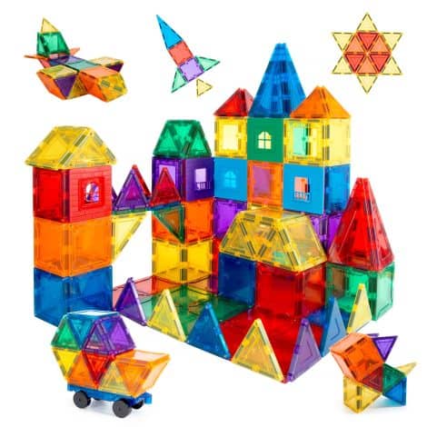 Kids Magnetix – 46 piece construction kit for educational STEM fun. Ideal for your children. (Updated model)