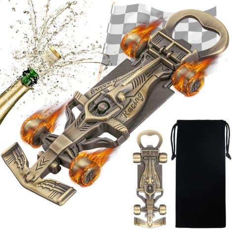 LKKCHER Racing Car Bottle Opener: Perfect gift for car enthusiasts! Ideal for dads, husbands, and racing fans.