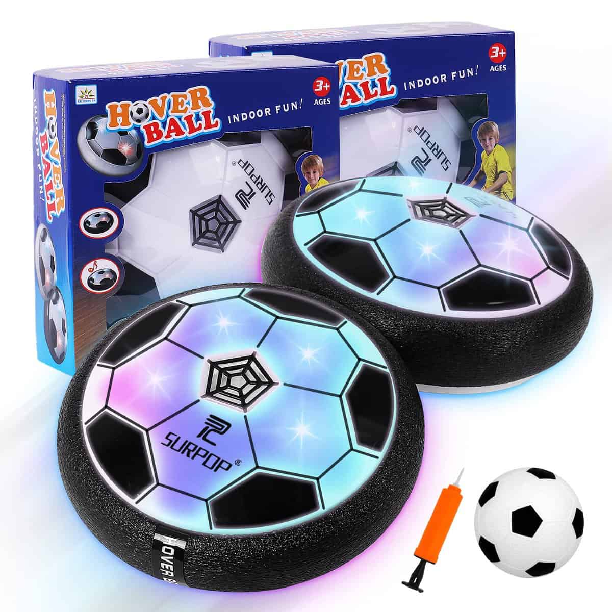 Football Gifts for Boys, 2 Pcs Hover Football Set Age 7 8 9 10 11, Inflatable Kickerball Indoor Easter Christmas Birthday