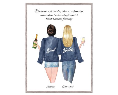 Customizable UNFRAMED prints in various sizes featuring personalized gifts for women, best friends, and cousins.