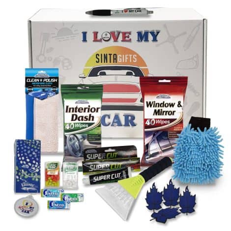 “Sinta Gifts’ I Love My Car Gift Box: Handy car accessories set for men, perfect for car enthusiasts. Comes in a beautiful eco-friendly box.”