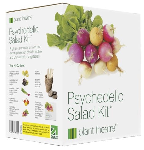 Plant Theatre’s Psychedelic Salad Kit – Grow 5 amazing salad veggies, a perfect gift for food enthusiasts.