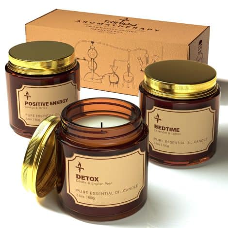 TRINIDa Aromatic Candles Gift Set, Promote Restful Sleep, Boost Energy and Cleanse, with Soy Wax in 3 Elegant Jars.