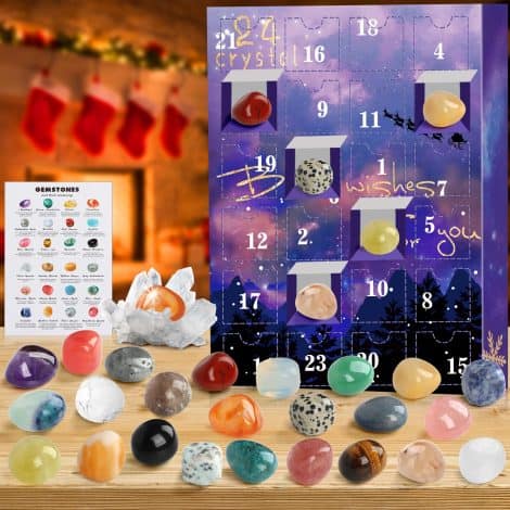 2023 Crystal Rock Advent Calendar: 24 Days of Natural Minerals & Fossils for Kids, Enthusiasts, and Adults. Perfect Christmas Gift!