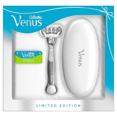 Gillette Venus Extra Smooth Women’s Razor Gift Set: Razor Blade Refill, Travel Case, Perfect for Her/Mum. Platinum edition.