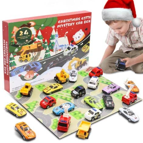 2023 Kids Toy Advent Calendar: Discover a daily surprise with 24 alloy car toys for boys and girls aged 3-8.