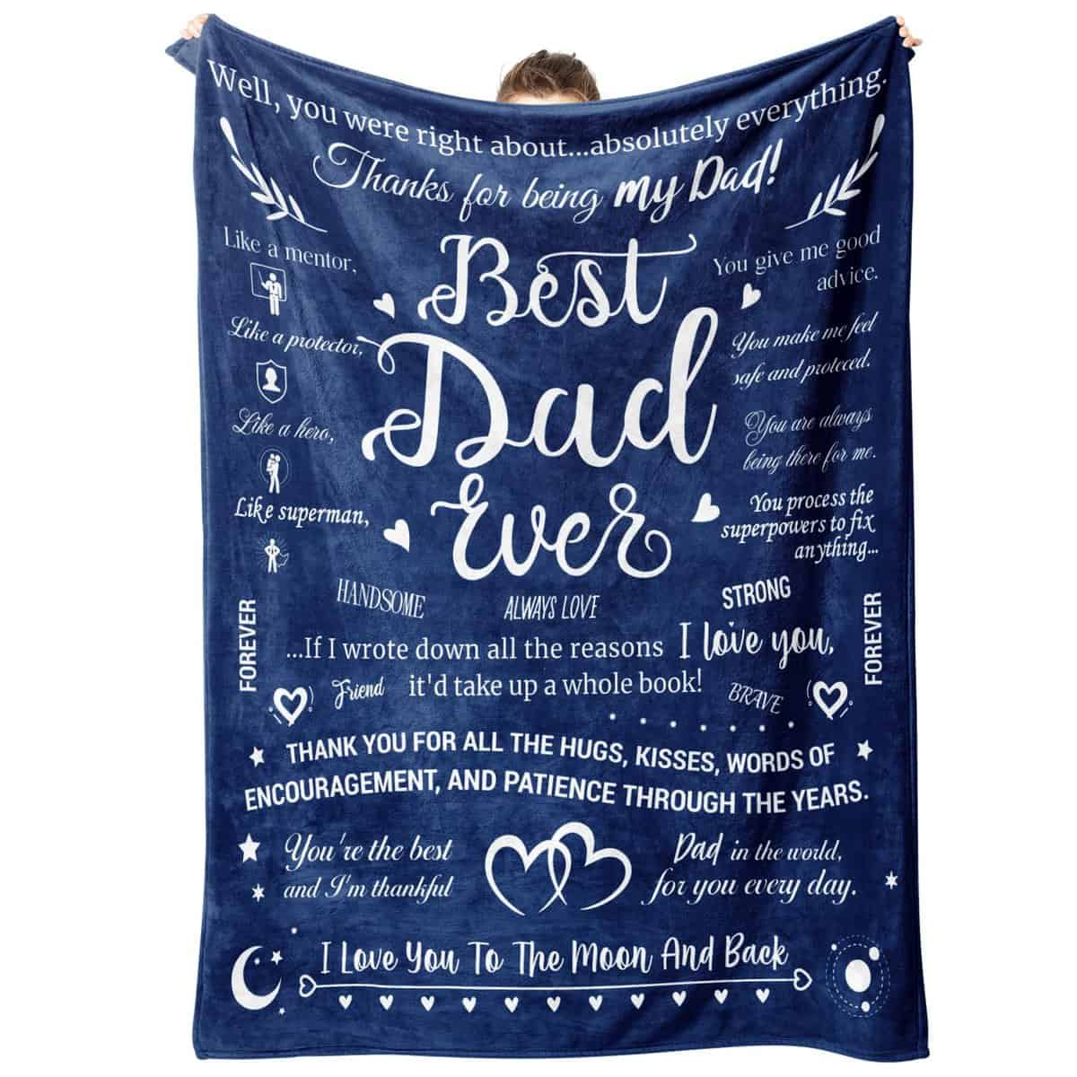 Niyewsor Gifts for Dad Blanket - Best Dad Ever Blanket for Christmas, Dad Gifts From Daughter Son, Dad Birthday Gifts, Presents for Dad Blanket on Father's Day Christmas, Fluffy Blanket 157 * 132CM