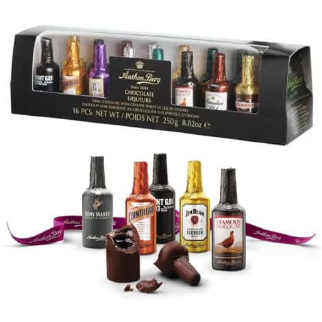 Luxury Anthon Berg Liqueur Chocolates Gift – A Selection of 16 Miniature Dark Chocolate Liqueurs, with Gift Card. Perfect Stocking Fillers or Secret Santa Gifts for Women.