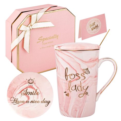 Marble Ceramic Gift Set in Pink, perfect for celebrating women in leadership roles.