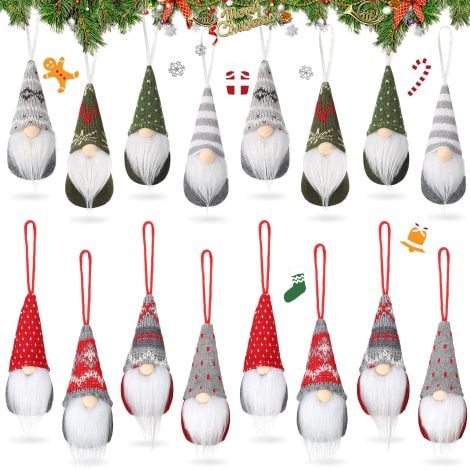 Handcrafted Swedish Tomte Decorations – Adorable Christmas Elves for your festive holiday tree! (Pack of 8)