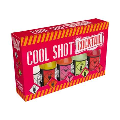 Cool Shot Cocktail 5-Pack: Assorted Vodka Shots including Strawberry Daiquiri, Mojito, Passion Fruit, Cosmopolitan, Pina Colada. Ideal for gifting, festive occasions, and parties.