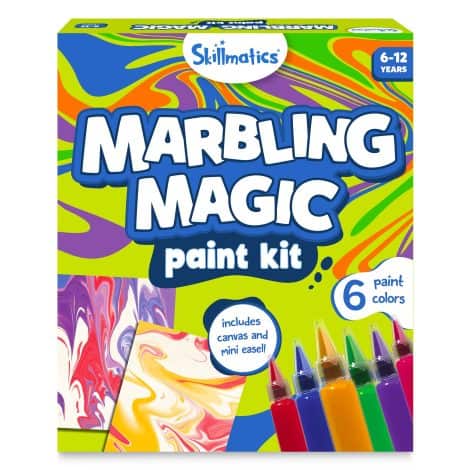 Magic Marbling Paint Kit, a fun and creative activity for kids aged 6-12. Perfect gift for 6-11 year olds.