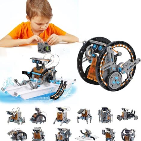 DIY Solar Robot Kits – 12-in-1 educational building toys for boys aged 8 to 12, perfect birthday gift.