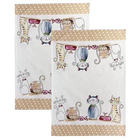 Happy Cats Tea Towels: Premium 100% cotton dish towels for cat lovers, perfect size for drying dishes.