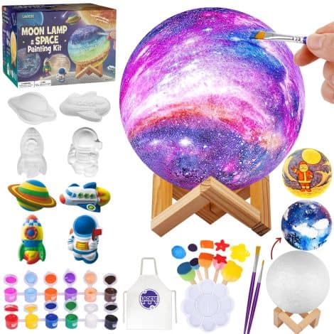 Moonlit Art DIY Moon Lamp Kit, Creative Space Night Light Set, Perfect for Kids’ Crafty Fun.